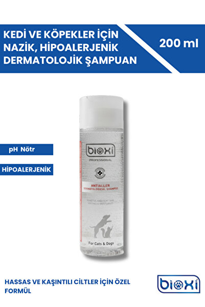 Bioxi Kedi ve Köpekler İçin Nazik, Hipoalerjenik Dermatolojik Şampuan 200 ml