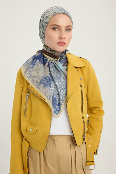 Schaless المواسم الهادئة - أزرق - وشاح منقوش من إيفيليا - 90x90 سم