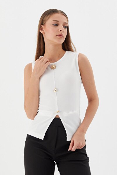 Shopping Shop Блуза с копчета в цвят екрю