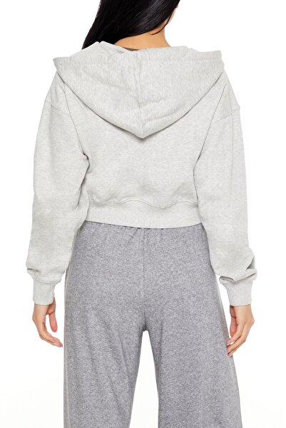 Forever 21 French Terry Crop Kapüşonlu Sweatshirt