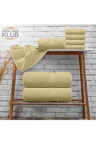 Hotel Linen Klub 8 - Piece Premium 100% Cotton Terry Towel Set – 2 Bath Towels, 2 Hand Towels & 4 Face Towels