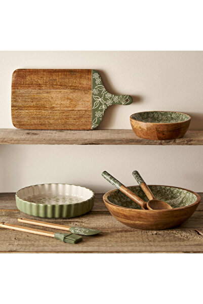 Bella Maison Floral Mango Salad Serving Set Green (28X8 cm)