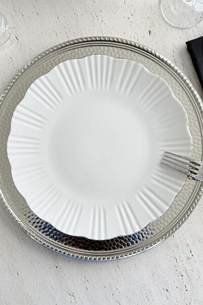 porselenden Aura Silver 6-Person 27 cm Premium Porcelain Serving Plate Set