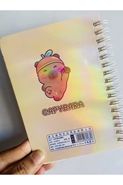 synshop Capybara Capybara Notebook Spiral Bound Gilded Shiny Cover 15X12 cm 40 Sheets