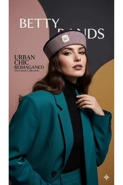 Handmade Betty Bands -Kadın Kumaş Docker Şapka – Modern Denizci Model, Bordo-...