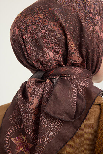 Schaless Endless Love - Brown - Efilia Patterned Scarf - 90X90 cm
