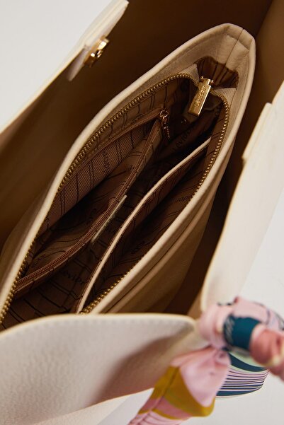 Levidor Cream Scarf Detailed Shoulder Bag