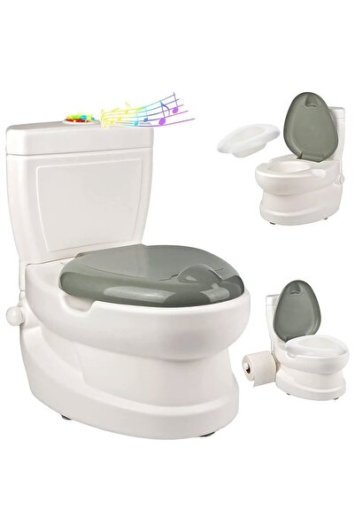 PİLSAN Educational Potty for Children Cute with Lid, Music Box with Siphon Sound and Lights, Base with 5