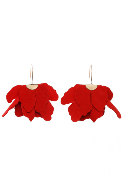 HAIArt Handmade leather floral earrings - Red