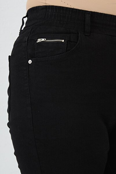 RMG Spanish Style Wide Leg Elastic Waist Plus Size Jeans Black