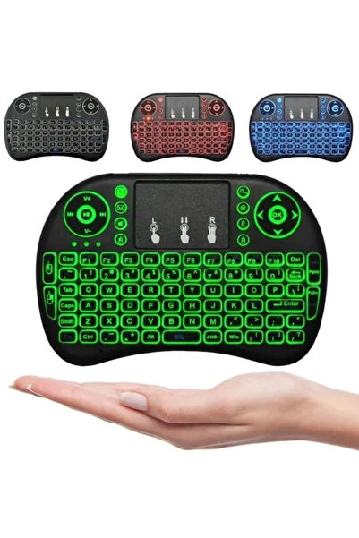 Epilons Smart Tv Box Ps3 Uyumlu Kablosuz Dokunmatik Işıklı Şarjlı Touchpadli Mini Q Klavye