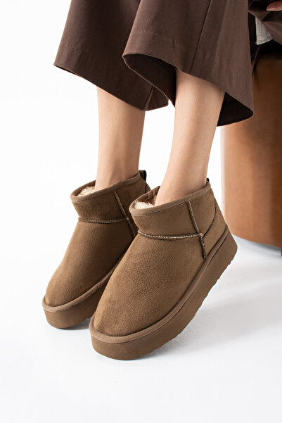 SOFT Mini Süet İçi Kürklü Kalın Taban Kadın Bot