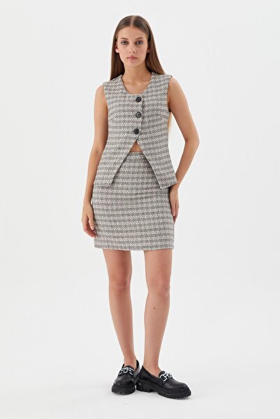 Shopping Shop Plaid Mini Skirt Ekru