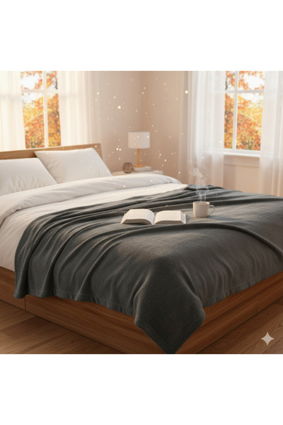 eDebara Pătură dublă groasă din catifea gri pentru pat dublu 230x220 cm