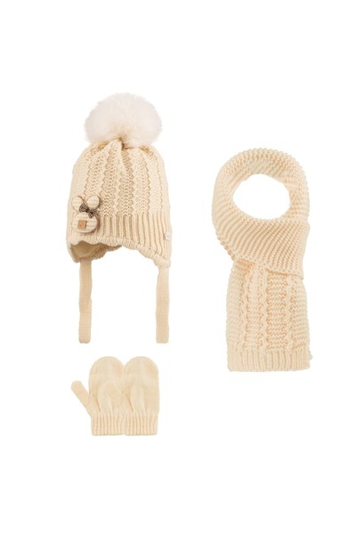 Kitti 0-18 Months Baby Girl Scarf Beanie Gloves Set of 3