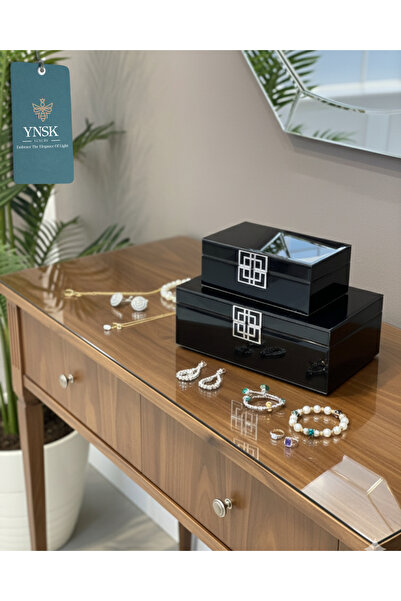 YNSK Decorative Glass Jewelry Box Set of 2 |   Jewelry & Accessories Storage Box |   Stylish Modern Glass Box |