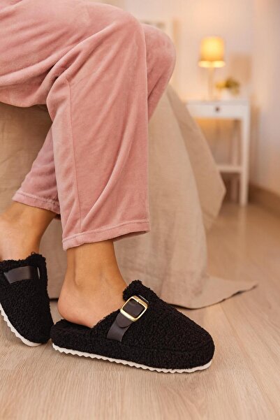 MODAONN Women's Buckle Towel Winter Women's Slippers