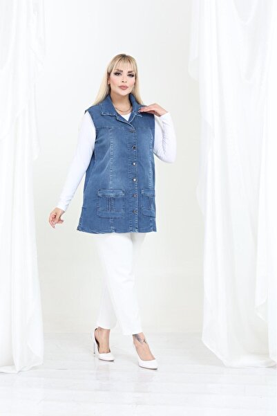 EYLÜLXXL VESTĂ DE DENIM MĂRĂ DE MĂRIME PENTRU FEMEI