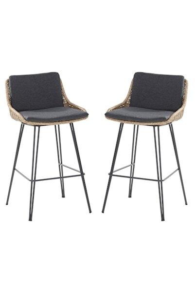 Maison Mex Set 2 scaune bar gradina/terasa, TAVERNE, L.54 l.53 H.98 cm, antra...