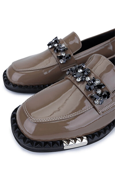 Tamer Tanca Women's Genuine Leather Mink Patent Leather Loafers