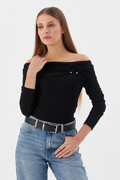 Shopping Shop Μπλούζα με γιακά Madonna ΜΑΥΡΗ