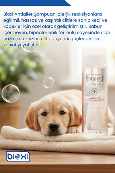 Bioxi Kedi ve Köpekler İçin Nazik, Hipoalerjenik Dermatolojik Şampuan 200 ml