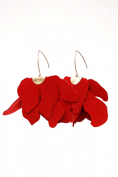 HAIArt Handmade leather floral earrings - Red