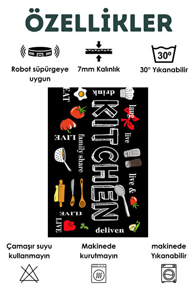 ferahome Modern desenli yıkanabilir dijital baskılı mutfak halı (97)