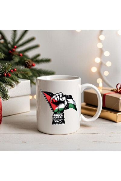 ALPŞAN TİCARET كوب بتصميم علم فلسطين مع شعار الحرية الفلسطينية