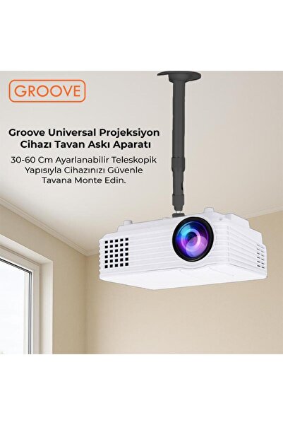 Groove Vankyo 30-60CM Alüminyum Projeksiyon Cihazı Tavan Askı Aparatı Duvar Bağlantı Aparatı Univers