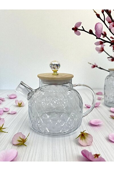 ALLEGRI إبريق شاي زجاجي مقاوم للحرارة بنمط البقلاوة من البوروسيليكات مع غطاء ...