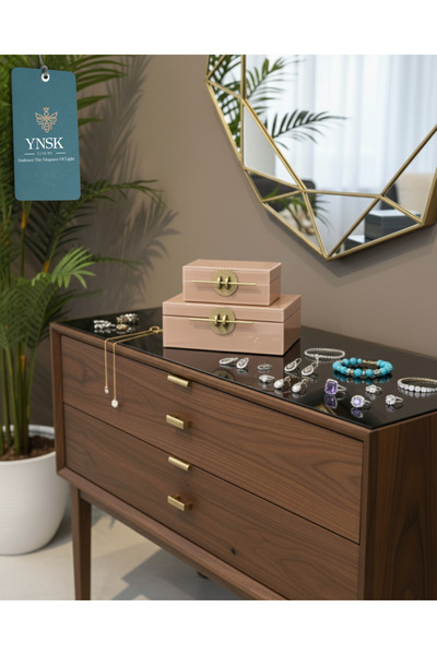 YNSK Decorative Glass Jewelry Box Set of 2 |   Jewelry & Accessories Storage Box |   Stylish Modern Glass Box |