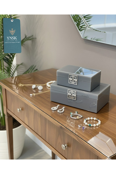 YNSK Decorative Glass Jewelry Box Set of 2 |   Jewelry & Accessories Storage Box |   Stylish Modern Glass Box |