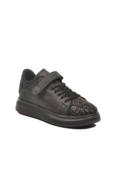 WALKWAY 2540-K F Black Glitter Children's Sports Shoes