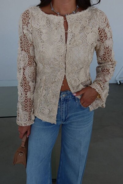 QİMYA BUTİK Keyymod Women's Lined Lace Slim Stylish Jacket