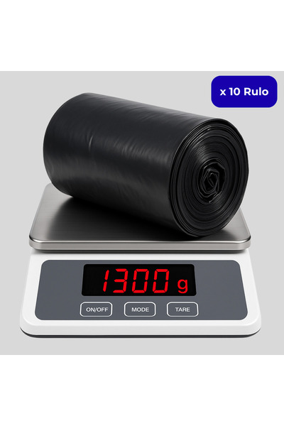 Mulpex كيس قمامة أسود كبير الحجم 80×110 سم – 10 لفات (13 كجم ±2٪) متين وسميك، للاستخدام الشاق