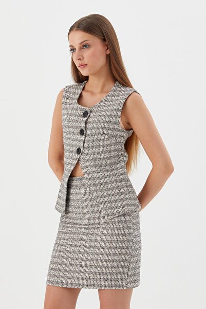 Shopping Shop Plaid Mini Skirt Ekru