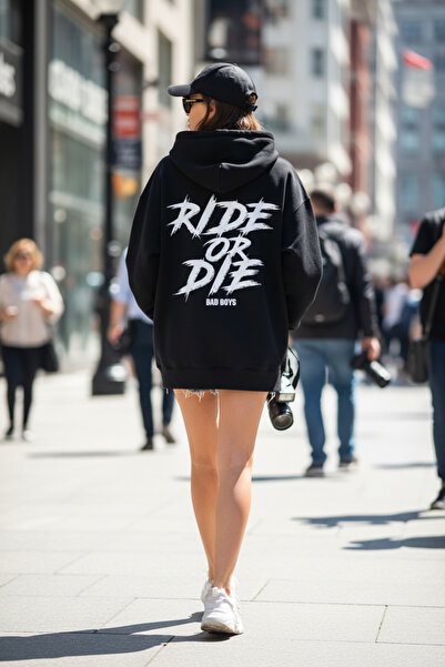 BRF Collection Unisex Oversized Black Hoodie – Ride or Die Bad Boys Written