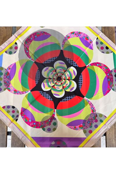 MODA وشاح ساتان منقوش ملون 60 × 60 سم