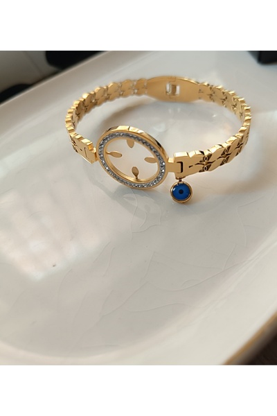 Kudi سوار فولاذي ذهبي اللون مثبت على ربع المعصم