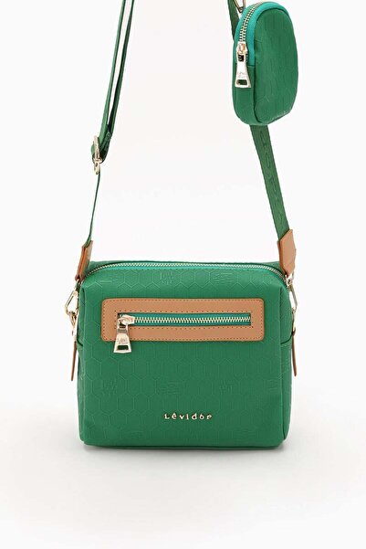 Levidor حقيبة كتف بتفاصيل عملة معدنية باللون الأخضر العشبي