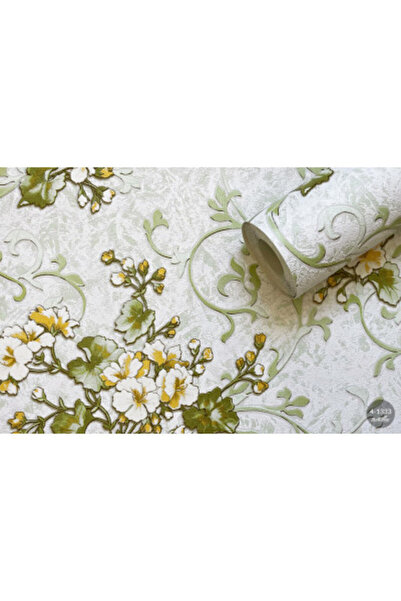 vinil Floral wallpaper for the living room, green, model Samanta