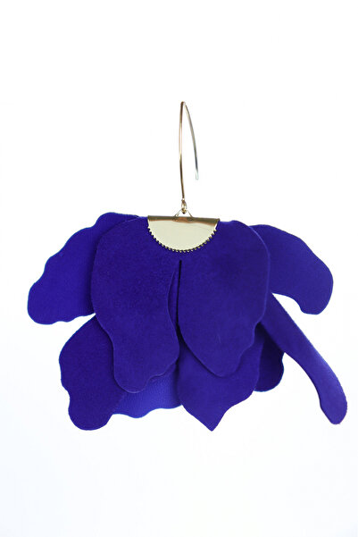 HAIArt Handmade leather floral earrings - Indigo