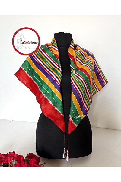 Gelincimherşey Renkli Çizgili Yörük Poşusu Türkmen Kefiye