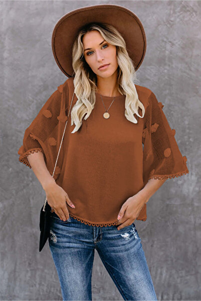 WildFashion Casual blouse made of light material with wide short sleeves K819-8 S/M