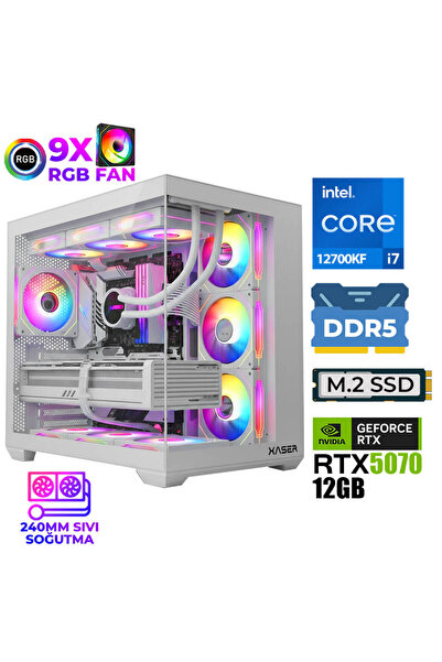 XASER Master x8 i7 12700KF 32GB DDR5 Ram 1TB M.2 NVMe SSD 12GB RTX5070 Sıvı S...