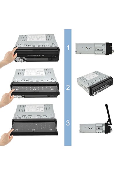 MaxTech MP5 Player Universal Cu Android, MaxTech®, Casetofon cu Ecran Retractabil, Ecran LCD de 7 inch