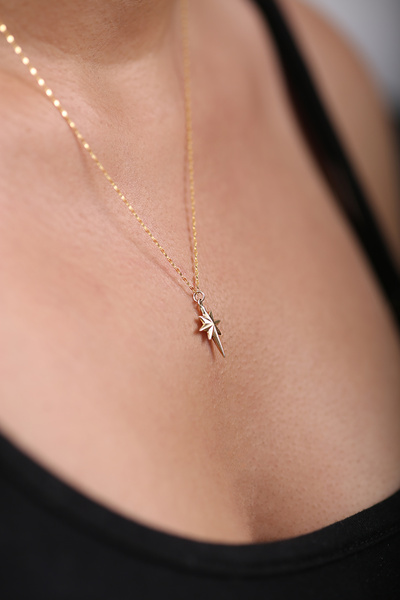 DİAMİNE PIRLANTA 14 Ayar Altın Aynalı Zincir Kuzey ( Kutup ) Yıldızı Kolye