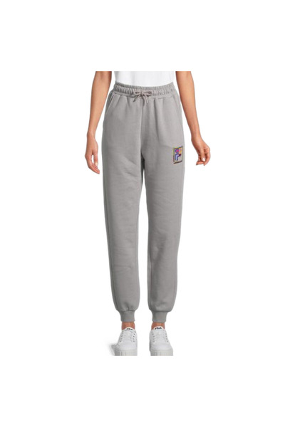 FILA Pantaloni de trening gri din bumbac pentru femei de la Fila, talie înalt...