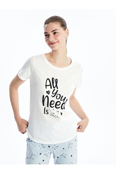 LC Waikiki  Crew Neck Printed Short Sleeve Women's Pajamas Set